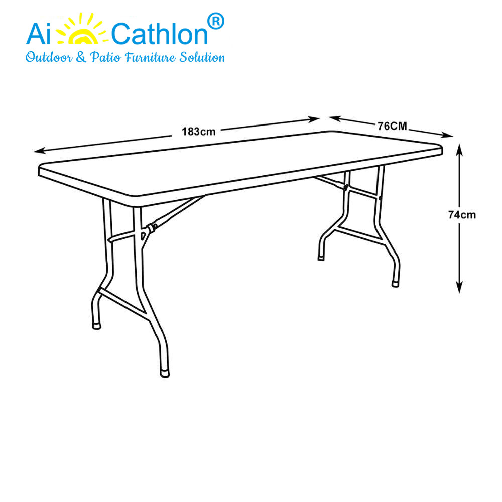 6FT HDPE Outdoor Camping Foldable Rectangle Banquet Plastic Folding Table Supplier
