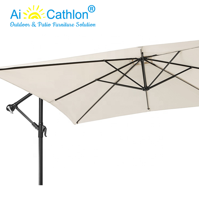 Heavy Duty Steel Hanging Outdoor Parasol Garden Banana Umbrella Square Factory