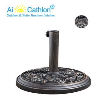 12KGS Concrete Garden Patio Outdoor Umbrella Stand Parasol Base With Rose Design