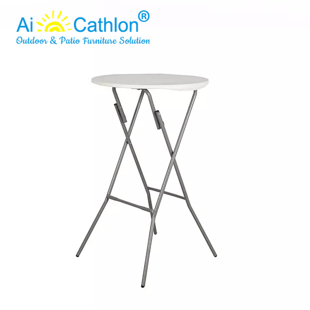 Outdoor Plastic Cocktail High Bar Folding Small Round Table Supplier