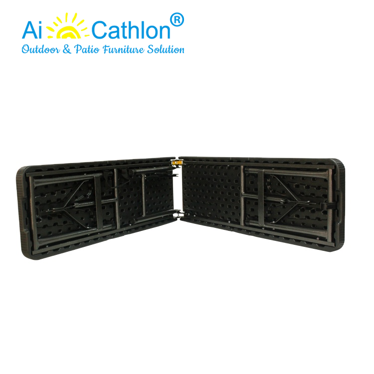Outdoor HDPE Material Fold In Half Portable Plastic Folding Bench With Rattan Design