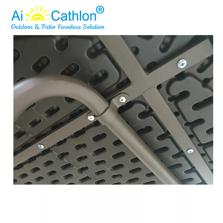 HDPE Outdoor Round Plastic Folding Table With Rattan Design For Garden