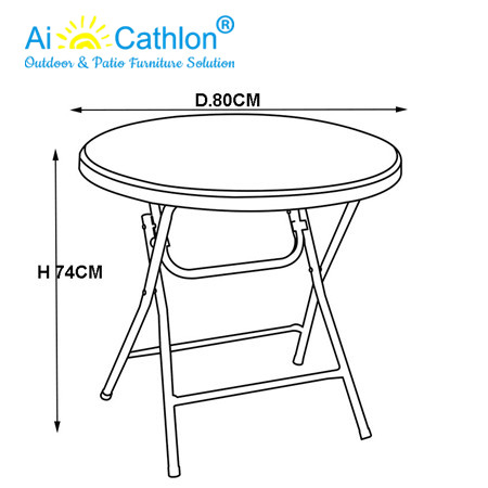 HDPE Outdoor Round Plastic Folding Table With Rattan Design For Garden