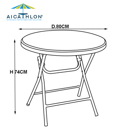 HDPE Outdoor Round Plastic Folding Table With Rattan Design For Garden