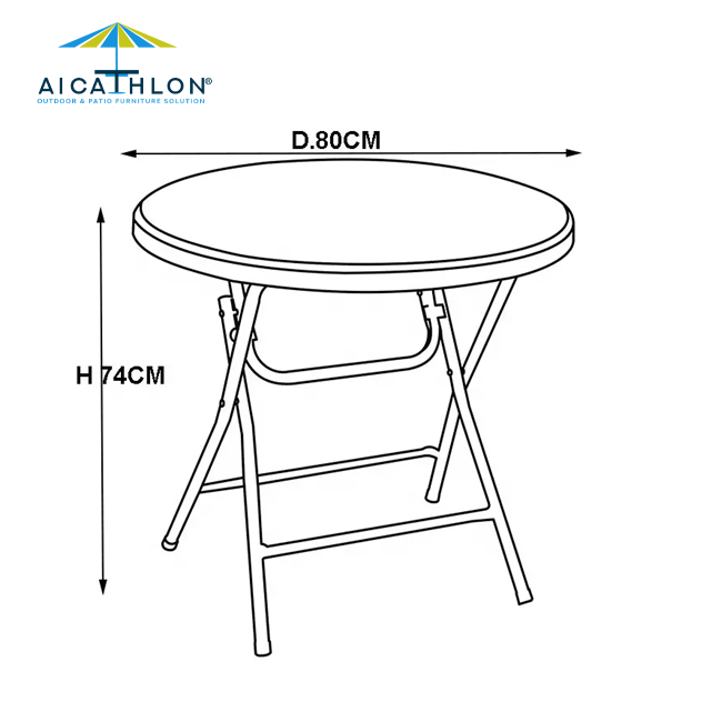 Small Round Plastic Folding Table For Garden Balcony Outdoor Furniture Factory