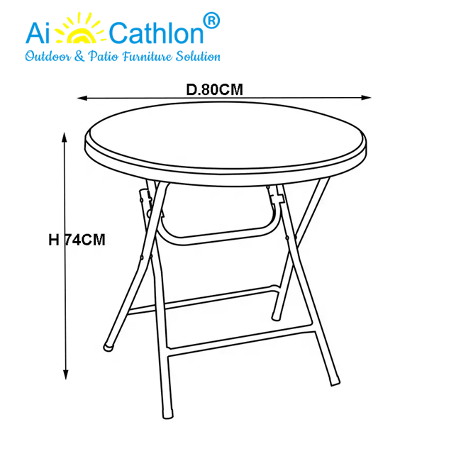 Small Round Plastic Folding Table For Garden Balcony Outdoor Furniture Factory