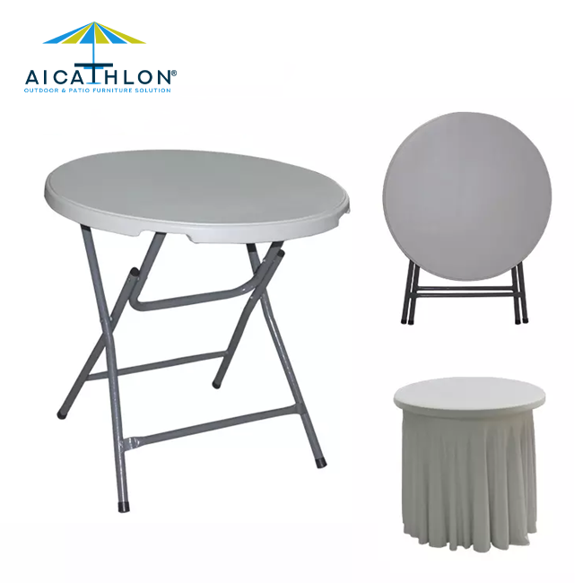 Small Round Plastic Folding Table For Garden Balcony Outdoor Furniture Factory