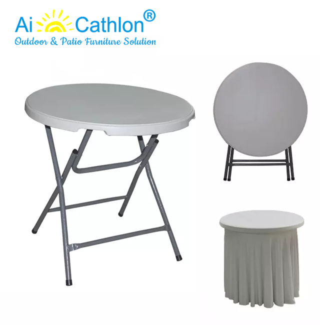 Small Round Plastic Folding Table For Garden Balcony Outdoor Furniture Factory