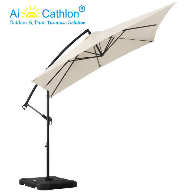 Heavy Duty Steel Hanging Outdoor Parasol Garden Banana Umbrella Square Factory