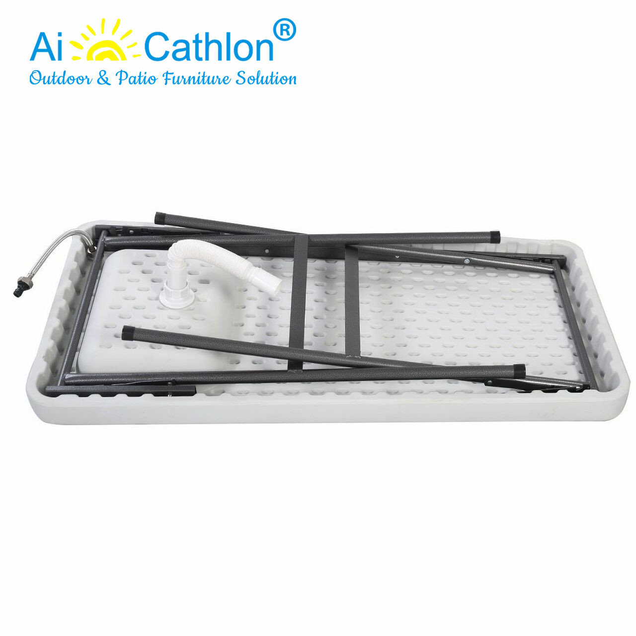 HDPE Outdoor Fish/Game Cleaning Portable Folding Camp Table With Flexible Faucet