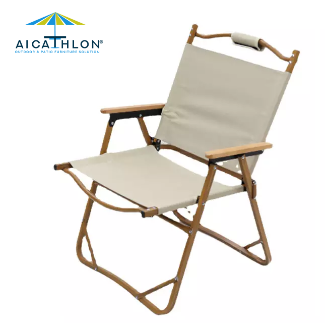 High Quality Garden Aluminum Wood Grain Picnic Chair Portable Folding Camping Chair