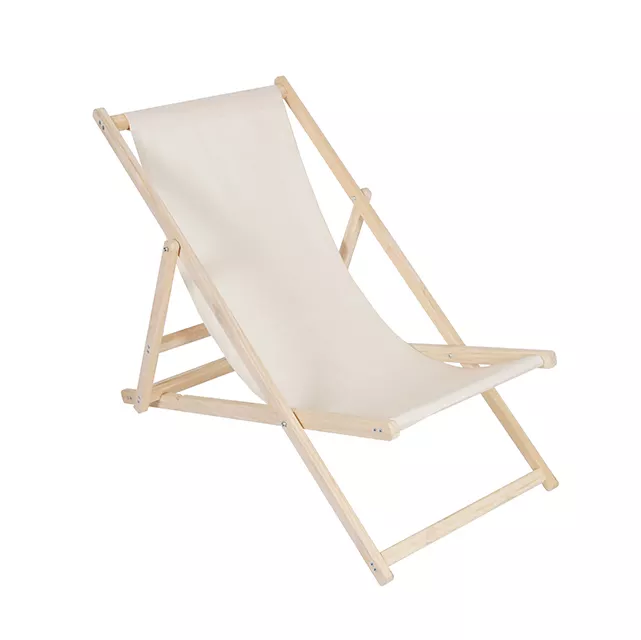 Cheap Outdoor Wood Canvas Foldable Beach Lounge Chair with Adjustable Height