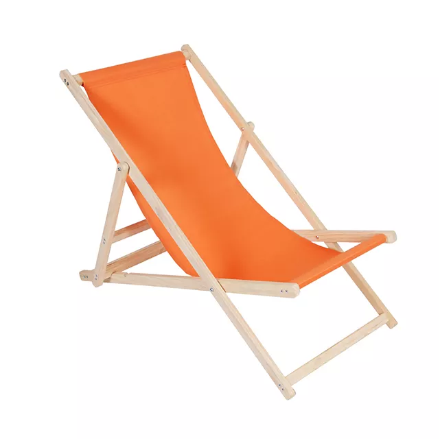 Cheap Outdoor Wood Canvas Foldable Beach Lounge Chair with Adjustable Height