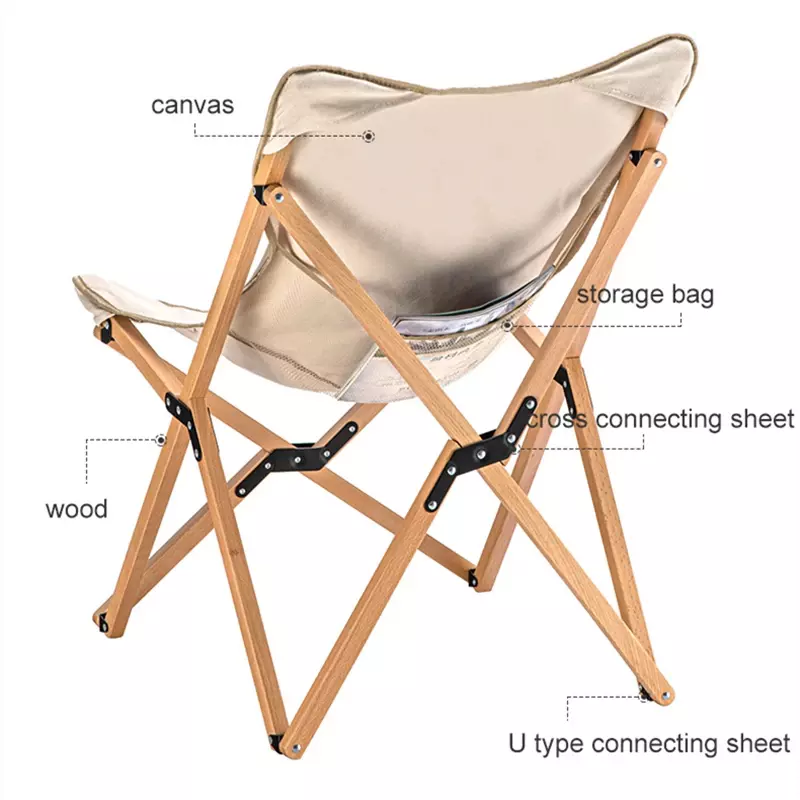 New Outdoor Wood Chairs Wooden Canvas Folding Beach Chair