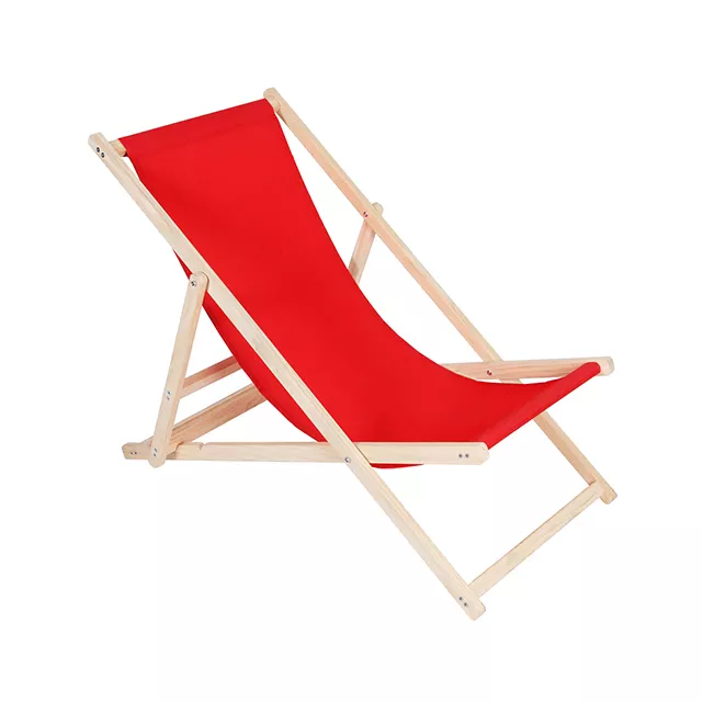 Cheap Outdoor Wood Canvas Foldable Beach Lounge Chair with Adjustable Height