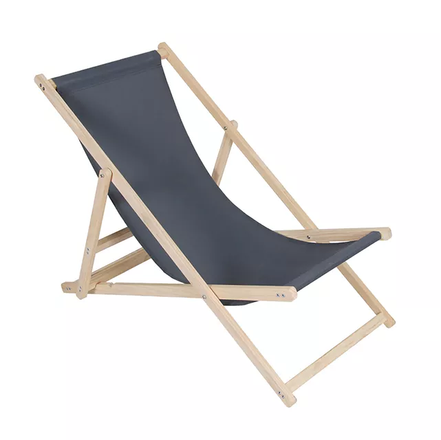 Cheap Outdoor Wood Canvas Foldable Beach Lounge Chair with Adjustable Height