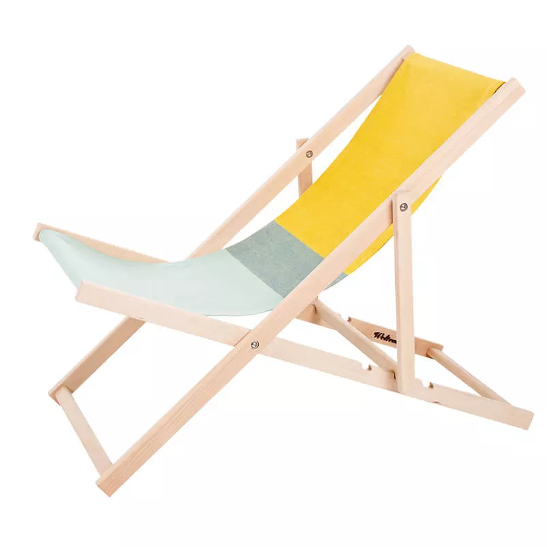 Cheap Outdoor Wood Canvas Foldable Beach Lounge Chair with Adjustable Height