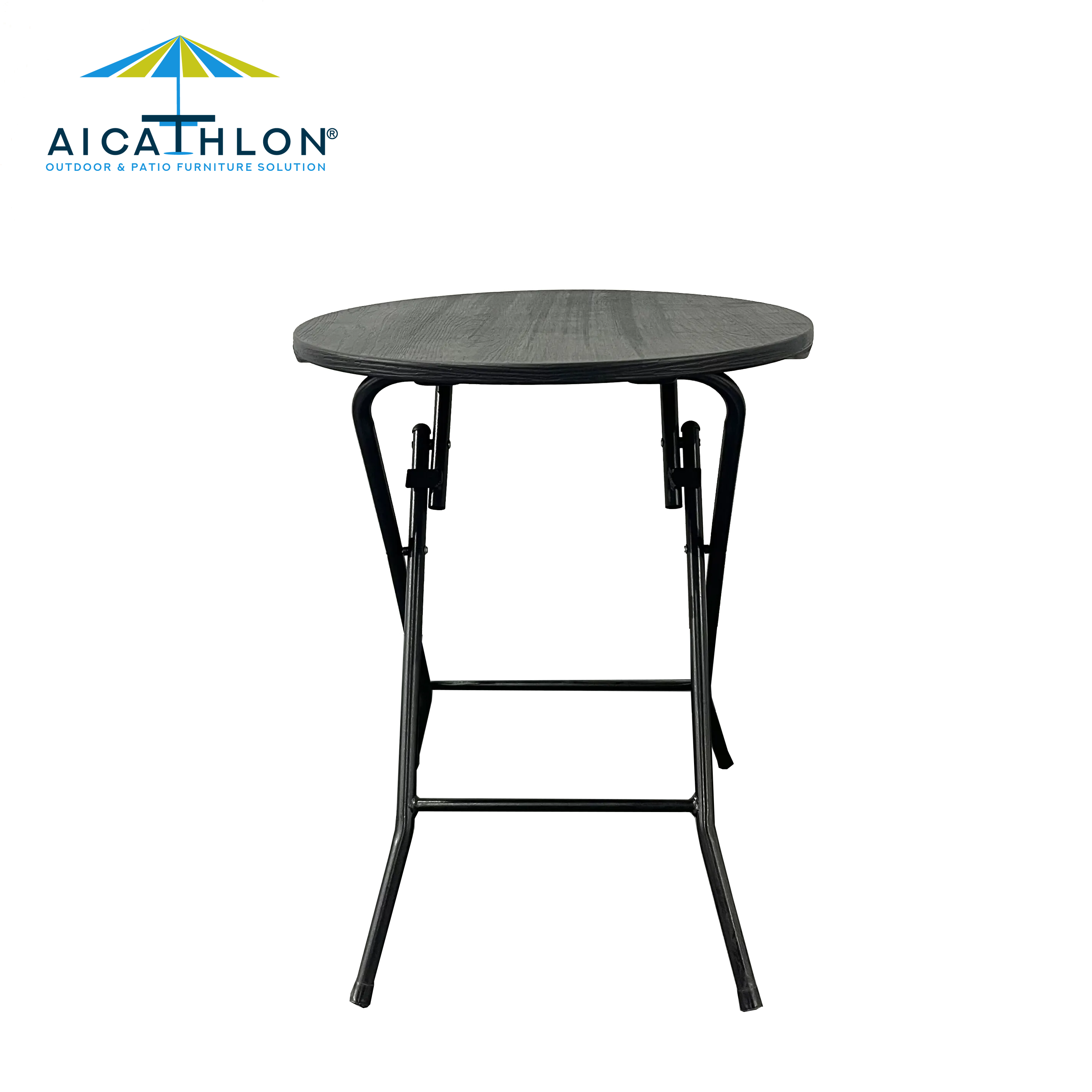 WOOD GRAIN ROUND PLASTIC FOLDING TABLE MANUFACTURER