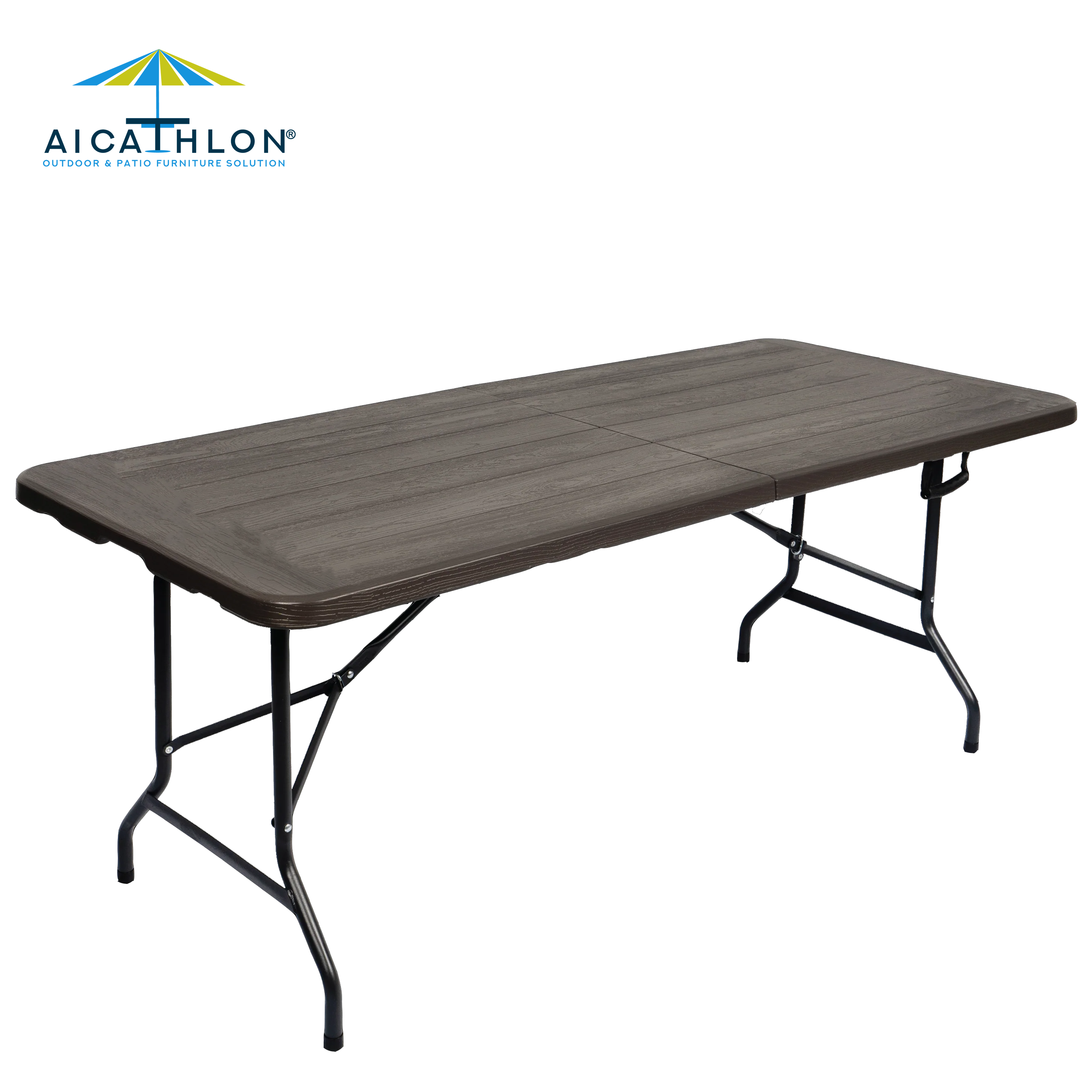 HDPE 6ft Garden Portable Camping Black Wood Grain Plastic Picnic Foldable Outdoor Tables Manufacturer