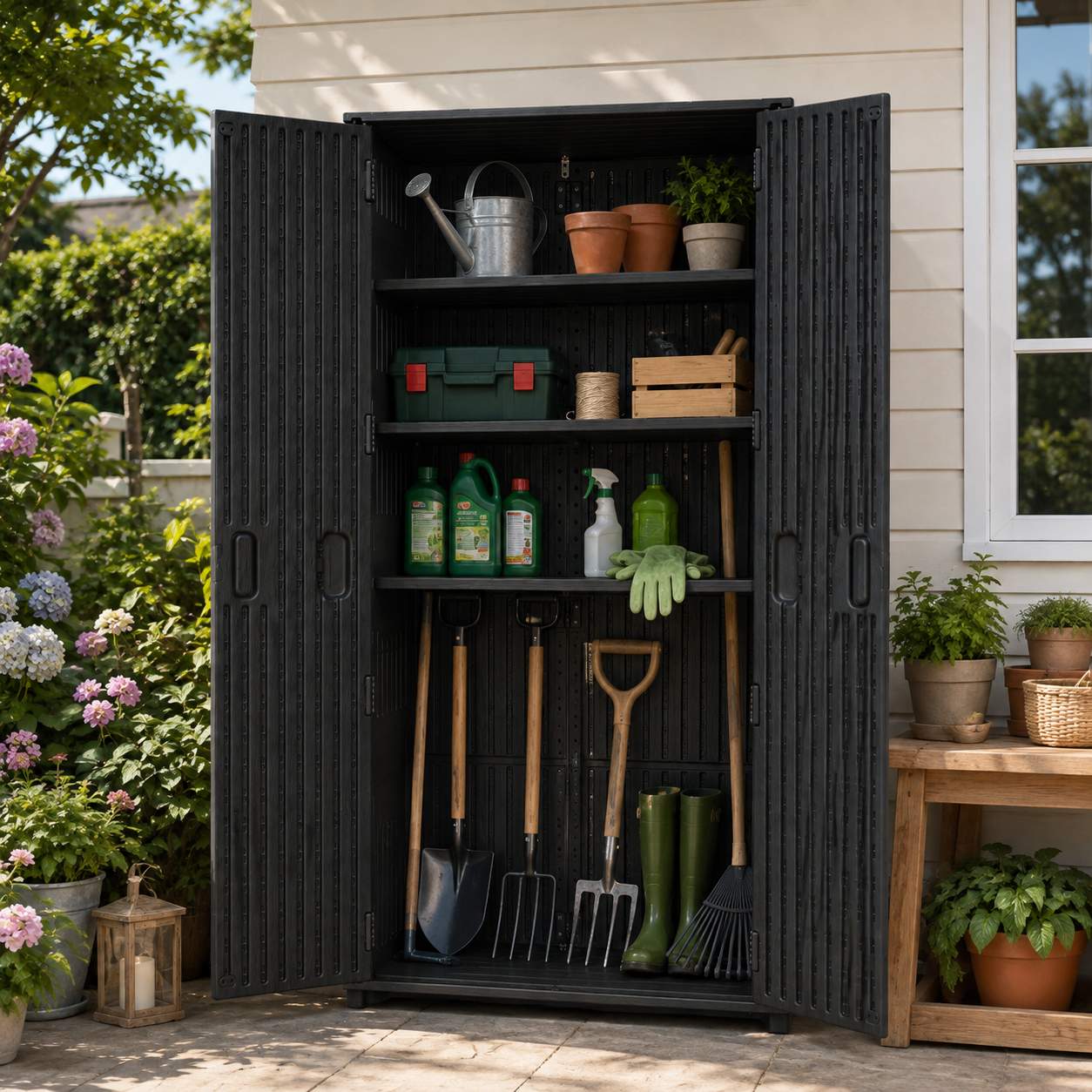 HDPE Waterproof Outdoor Plastic Garden Shed Small Lean to Shed for Garden Tools Shed HDPE Waterproof Outdoor Plastic Garden Shed Small Lean to Shed for Garden Tools Shed